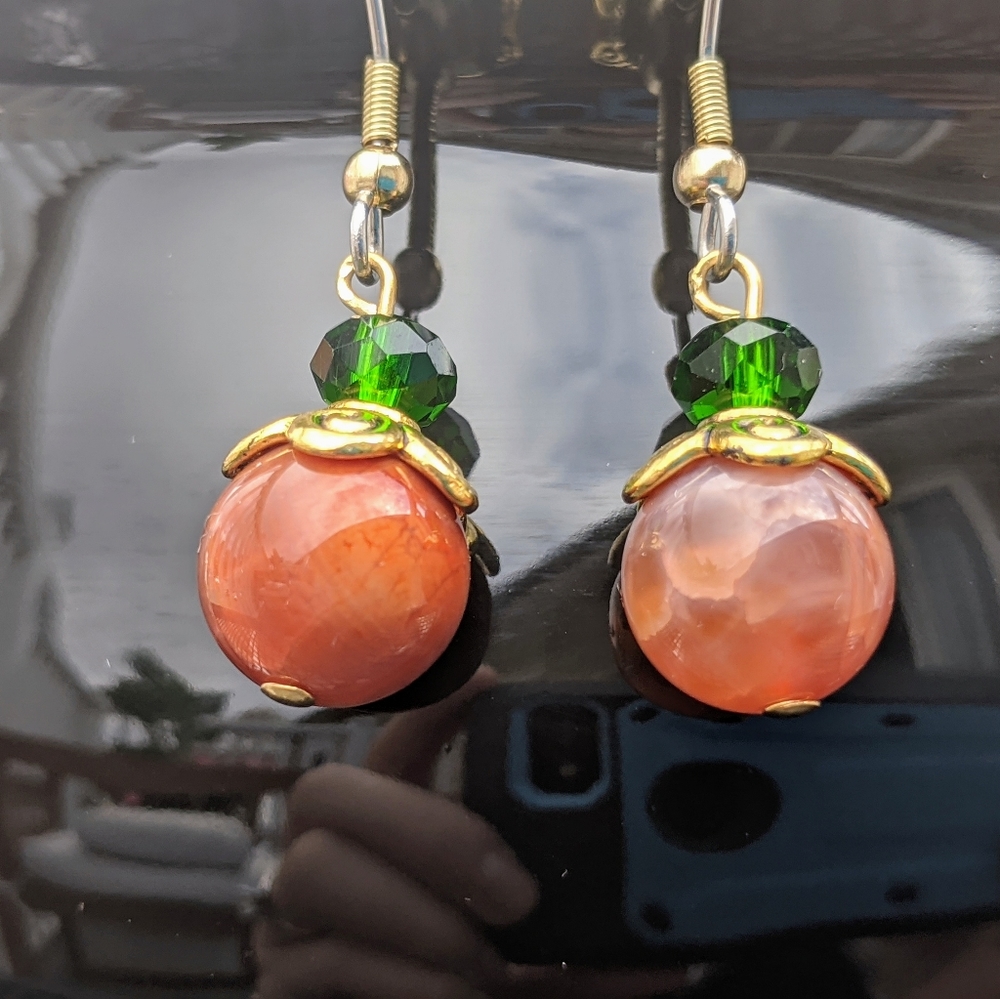 Halloween Pumpkin Carnealian Earrings